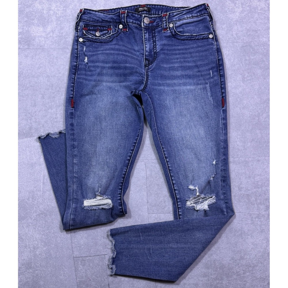 True Religion Jeans Womens 31x29 Jennie Curvy Midrise Super Skinny Stretch Y2K
